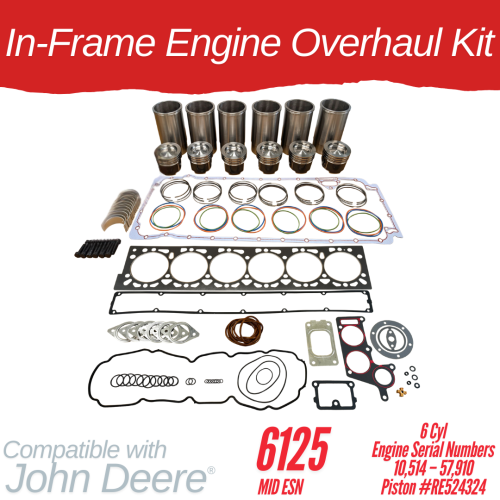 INFRAME ENGINE OVERHAUL KIT JOHN DEERE 6125 MID ESN Powertech